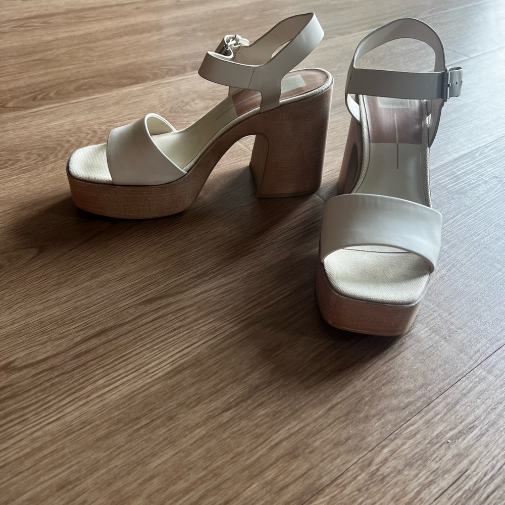 Dolce Vita Cream and Tan Platform Heels